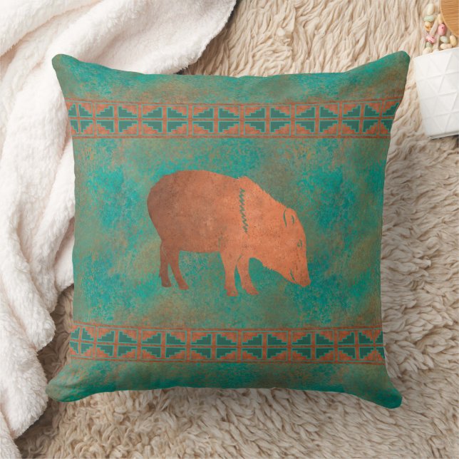 Almofada Padrão de Teal de Cobre de Javelina Mama, sudoeste (Cobertor)