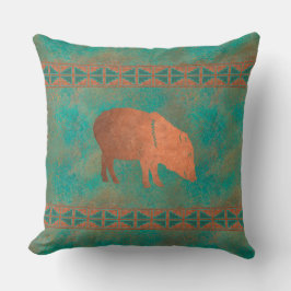 Almofada Padrão de Teal de Cobre de Javelina Mama, sudoeste