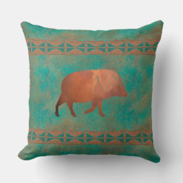 Almofada Padrão de Teal de Cobre do Pai Javelina 20 pol