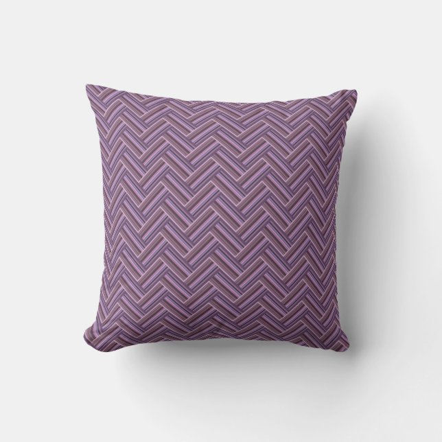 Almofada Padrão de tecelagem dupla de faixas de Mauve (Frente)