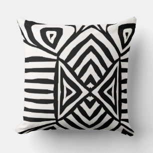 Almofada Padrão de tecido branco preto de Maze de lama afri
