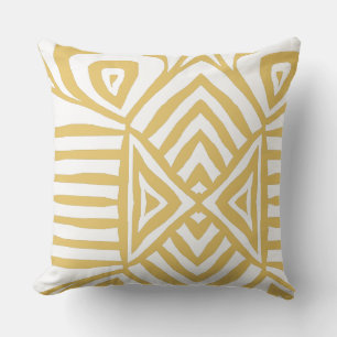 Almofada Padrão de tecido de lama amarelo Tribal Maze Lama