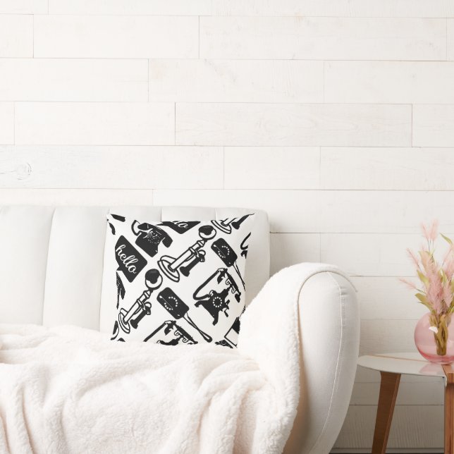 Almofada Padrão de Telefone Preto Retroativo (Sofá)