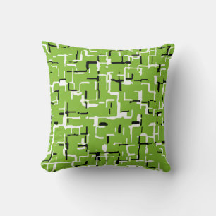 Almofada Padrão de tendências branco-preto verde