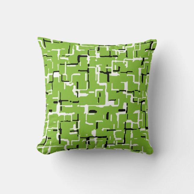 Almofada Padrão de tendências branco-preto verde (Frente)