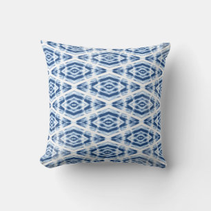 Almofada Padrão de Tinta Amarrada Shibori Azul Índigo