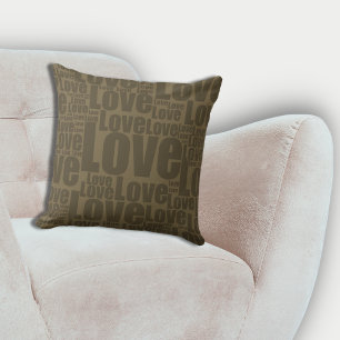 Almofada Padrão de Tipografia do Amor Emocional Brown