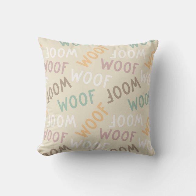 Almofada Padrão de Tipografia Woof (Frente)