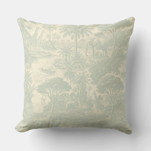 Almofada Padrão de Toalete de Selva Design Cênico Tropical (Frente)