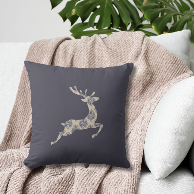 Almofada Padrão de Toile de Reindeer de Natal (Criador carregado)