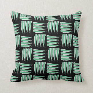 Almofada Padrão de Traços de Pincel Abstrato Verde e Branco