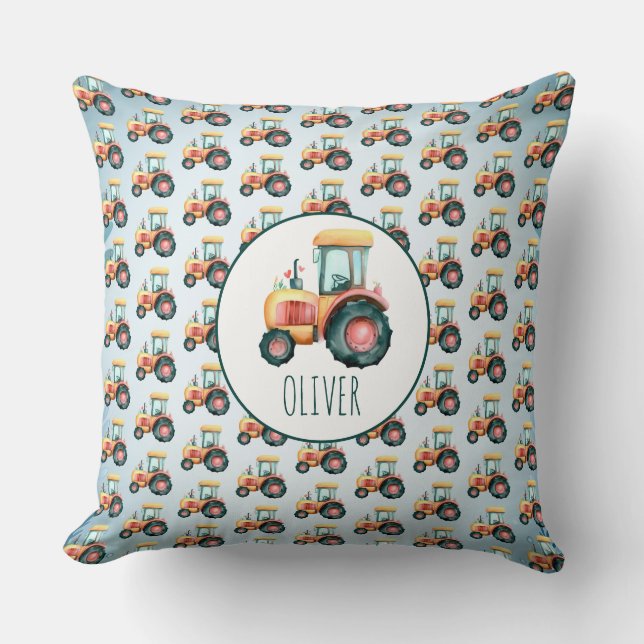 Almofada Padrão de Trator Amarelo Fofo Personalizado (Frente)