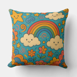 Almofada Padrão de Travesseiro Estético Vintage Fofo 🌈✨🌸