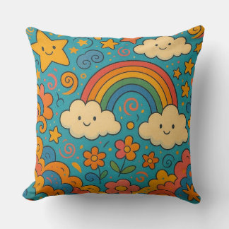 Almofada Padrão de Travesseiro Estético Vintage Fofo 🌈✨🌸