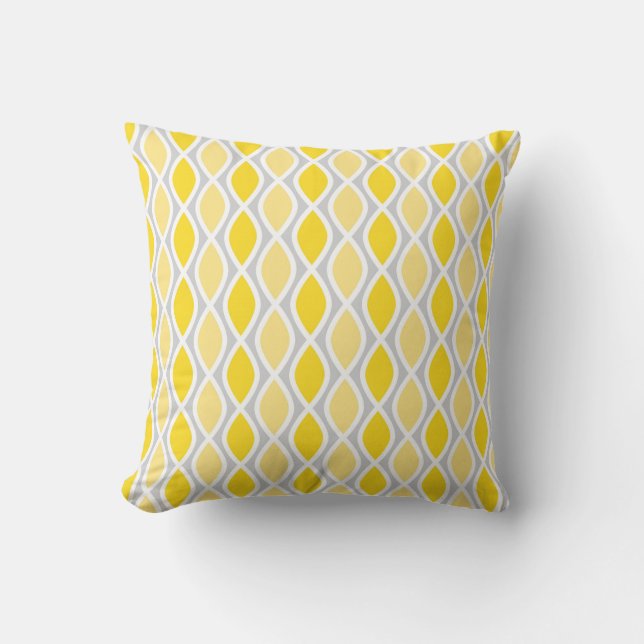 Almofada Padrão de Treliça Amarelo e Cinza Chic (Frente)