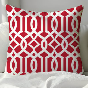 Almofada Padrão de Treliça Marroquino Vermelho e Branco na