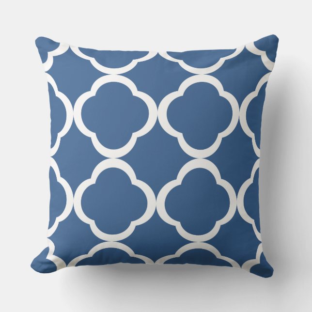 Almofada Padrão de Trevo Azul Elegante (Frente)
