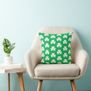 Almofada Padrão de trevo verde e branco