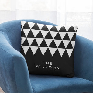 Almofada Padrão de Triângulo Branco do Nome Minimalista Pre