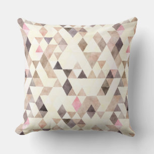 Almofada Padrão de Triângulos de Aquarela Tan Mocha Cream R
