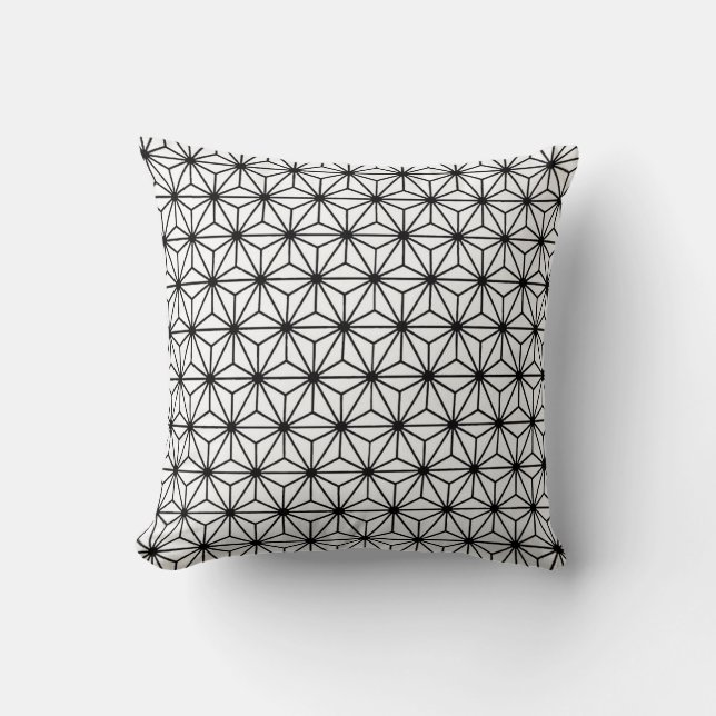Almofada Padrão de triângulos em estilo Art Déco branco e p (Frente)