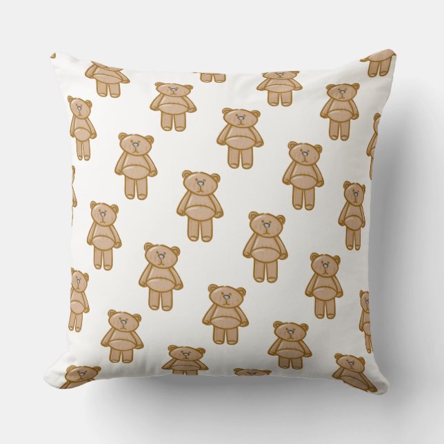 Almofada Padrão de Urso de Pelúcia Fofo (Frente)