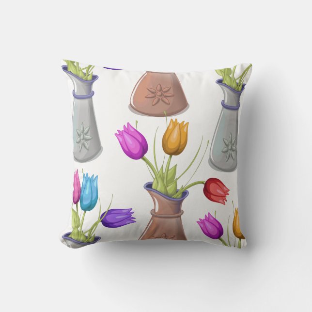 Almofada Padrão de vasos de flores (Frente)
