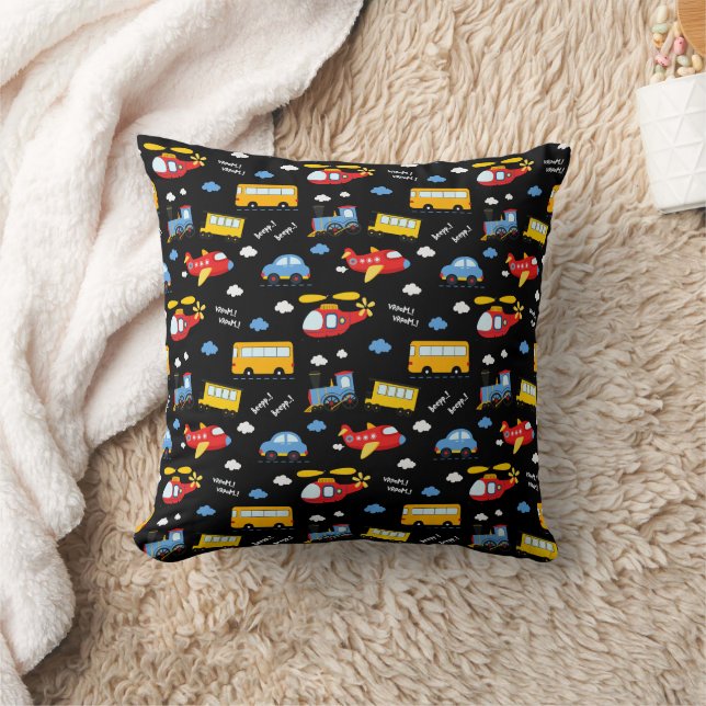 Almofada Padrão de Veículos de Desenho Animado Fofo  (Cobertor)