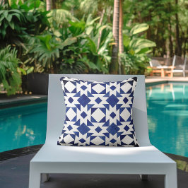 Almofada Padrão de Verão Branco Azul