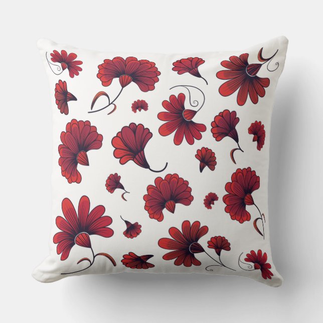 Almofada Padrão de Vetor de Cravo Vermelho Flor (Frente)