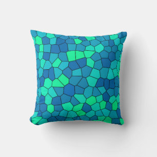 Almofada Padrão de Vidro Azul Ciano Verde Teal