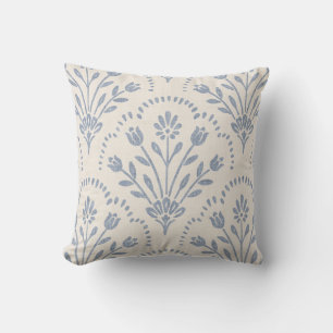 Almofada Padrão de vieira floral azul texturizado e suave