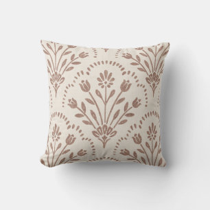 Almofada Padrão de vieira floral castanho quente texturizad