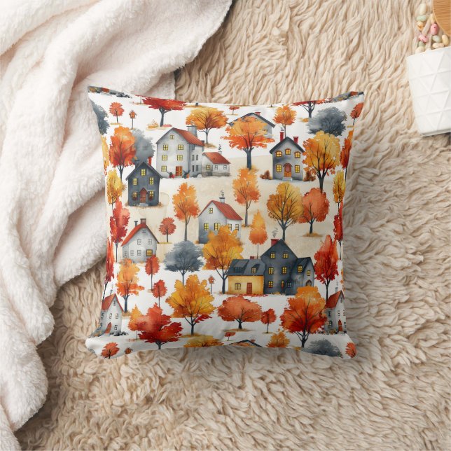 Almofada Padrão de Vila Rustic Watercolor (Cobertor)