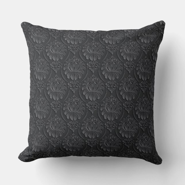 Almofada Padrão de Vintage Preto (Frente)