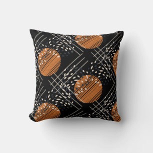 Almofada Padrão de Vintagem de Abstrato de Círculos Laranja