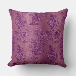 Almofada Padrão de Violeta de Damasco Floral Roxo Vintage