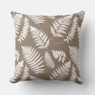 Almofada Padrão de Woodland Fern, Taupe Tan e Branco