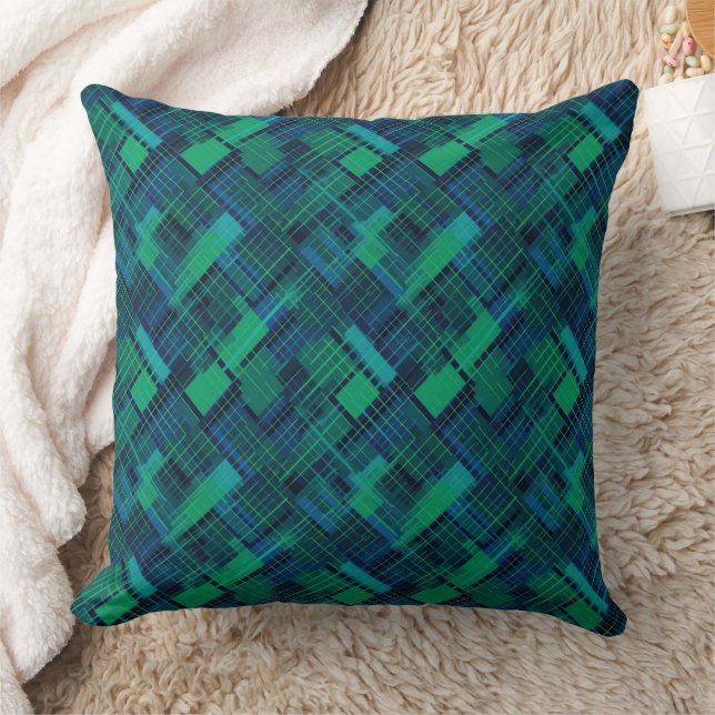 Almofada Padrão de xadrez azul e verde (Cobertor)