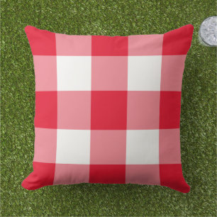 Almofada Padrão de Xadrez de Gingham Vermelho e Branco