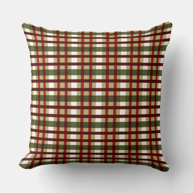 ALMOFADA PADRÃO DE XADREZ DE NATAL BRANCO VERDE VERMELHO (Frente)
