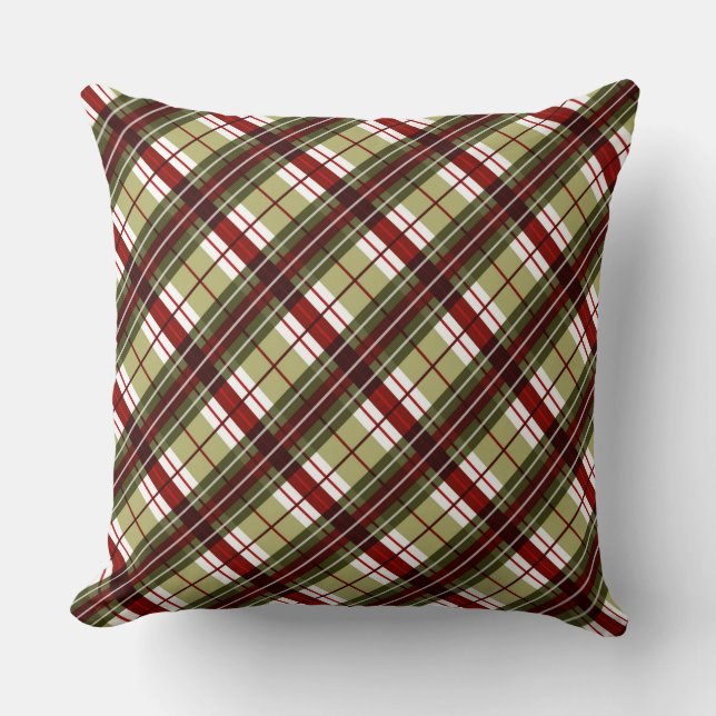 ALMOFADA PADRÃO DE XADREZ DE NATAL BRANCO VERDE VERMELHO (Frente)