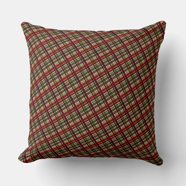 ALMOFADA PADRÃO DE XADREZ DE NATAL BRANCO VERDE VERMELHO (Frente)