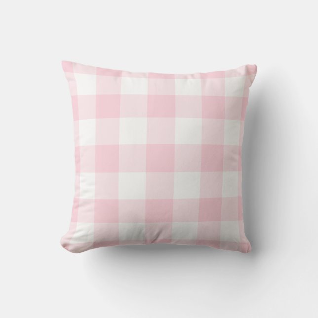 Almofada Padrão de Xadrez de Verificação de Gingham, Rosa d (Frente)
