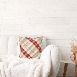 Almofada Padrão de Xadrez do bege vermelho e tom Tartan Dia