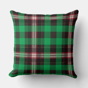 Almofada Padrão de Xadrez do Tartan Preto Verde