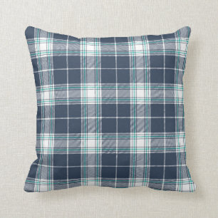 Almofada Padrão de Xadrez do Tartan Verde Azul