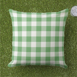 Almofada Padrão de Xadrez Gingham Verde e Branco