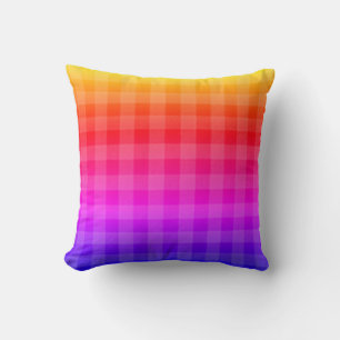 Almofada Padrão de xadrez vermelho-roxo, cor-de-rosa-azul,