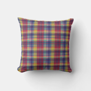 Almofada Padrão de Xadrez Vintage Madras